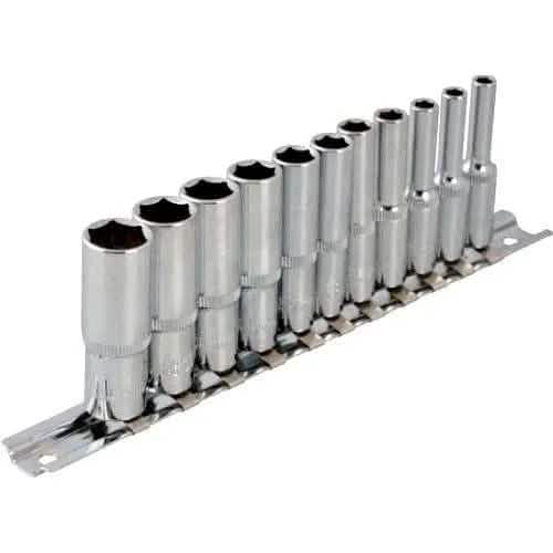 11 PC 1/4 METRIC DEEP SOCKET SET (4-13MM) ON RAIL CR-V LIFETIME WARRANTY
