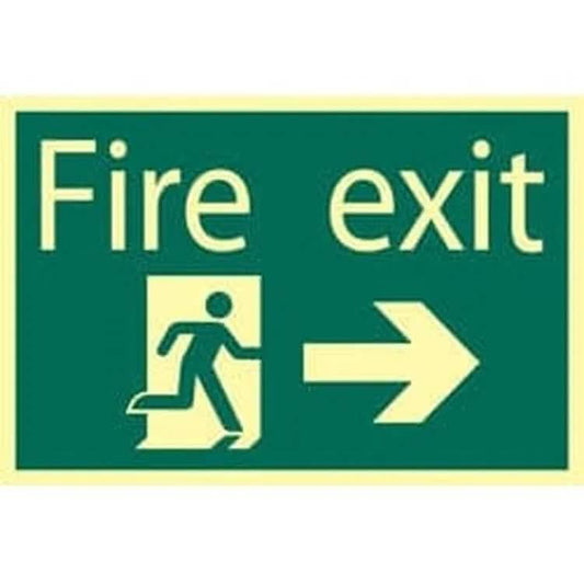 Draper Glow In The Dark 'Fire Exit Arrow Right' Safety Sign Dr-72662