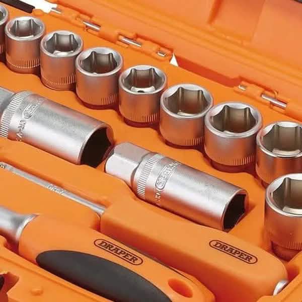 Draper 22110 34 Piece Socket & Bit Set 1/4 & 3/8 Drive 6 Point Chrome Vanadium HI-TORQ® Sockets