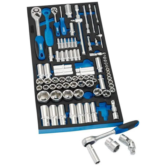 Draper 63540 Socket Set In Full Drawer Eva Insert Tray, 1/4, 3/8, And 1/2 (84 Piece) Dr-63540