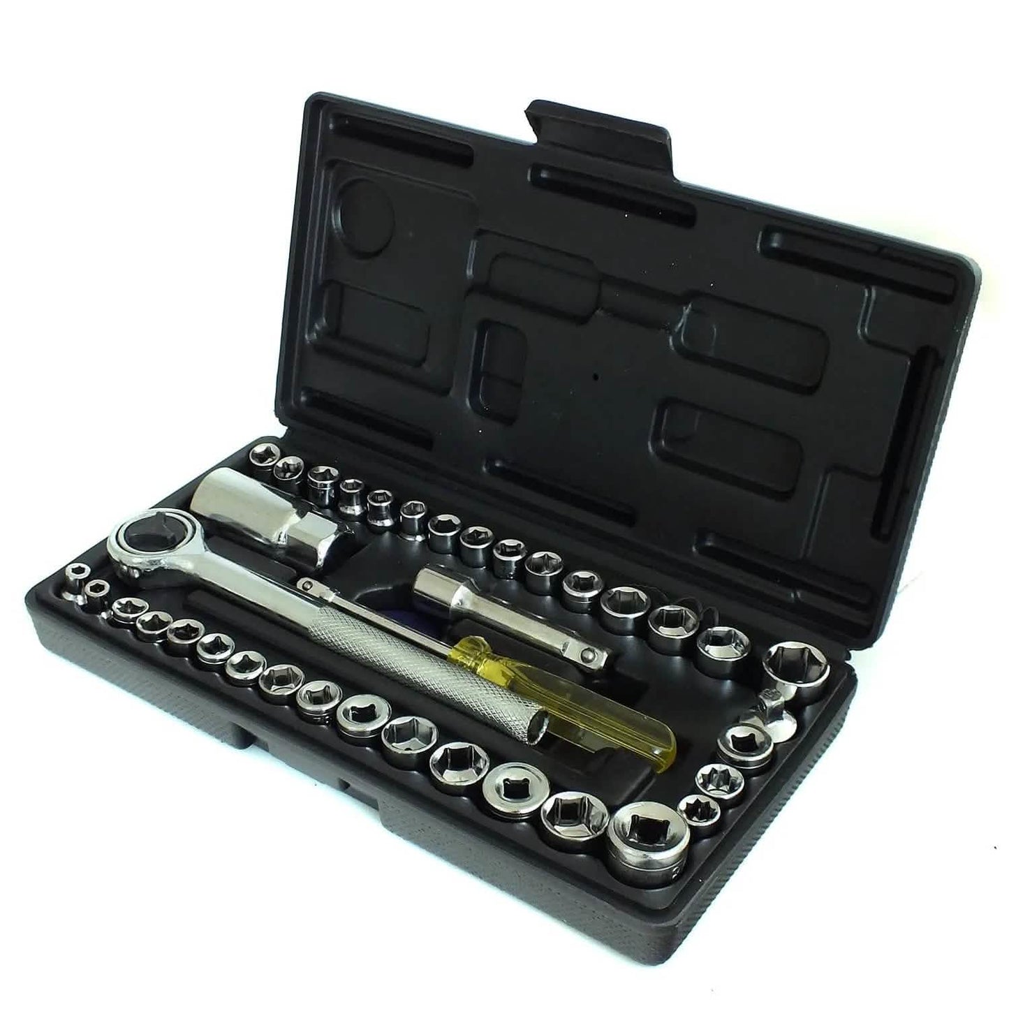 40pc Socket Set 1/4 & 3/8 Drive Metric Imperial Sockets Ratchet Driver in Case