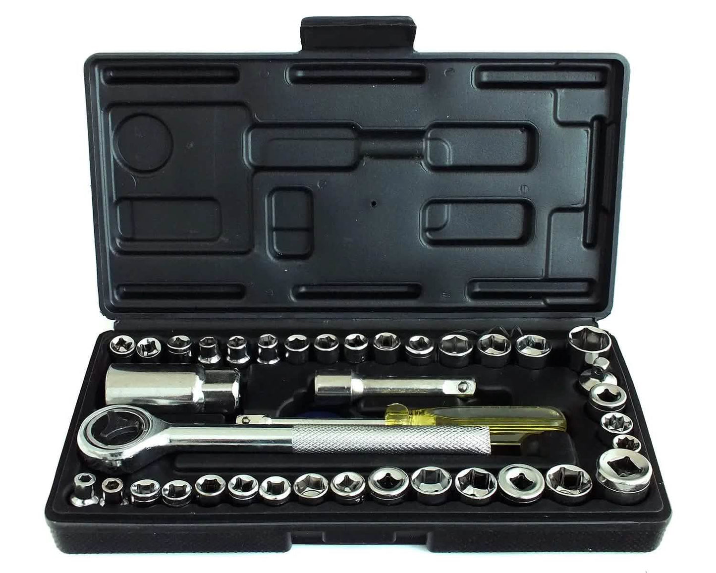40pc Socket Set 1/4 & 3/8 Drive Metric Imperial Sockets Ratchet Driver in Case