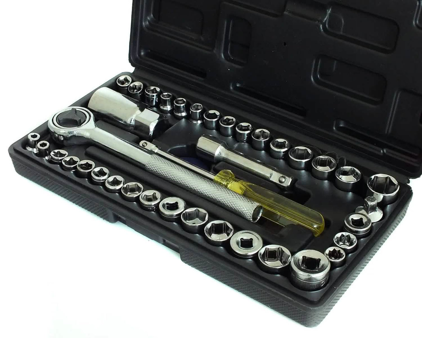 40pc Socket Set 1/4 & 3/8 Drive Metric Imperial Sockets Ratchet Driver in Case